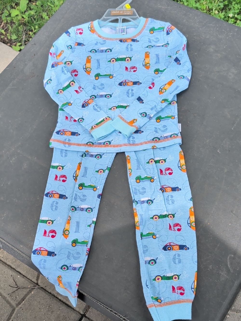 Little Me Light Blue Car Print Pajama Set